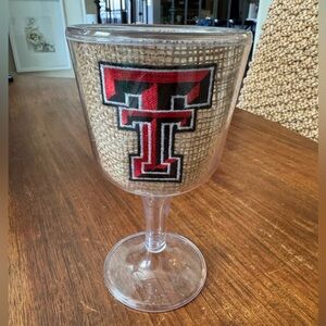 *BOGO❤️ Texas Tech Red & Black Logo Stemmed Shatterproof Wine Glass